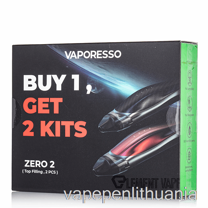 Vaporesso Zero 2 Pod Sistema 2 Pakelių Reklaminis Anglies Pluoštas + Juodas Raudonas Vape Skystis